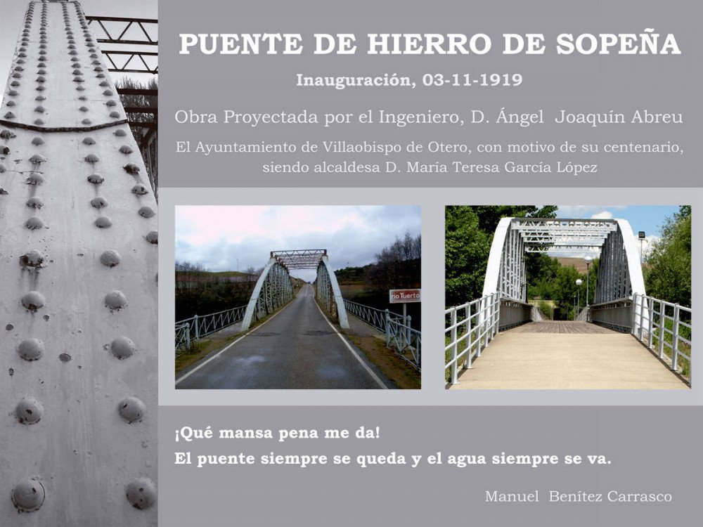 Placa conmemorativa del centenario del puente, descubierta hoy.