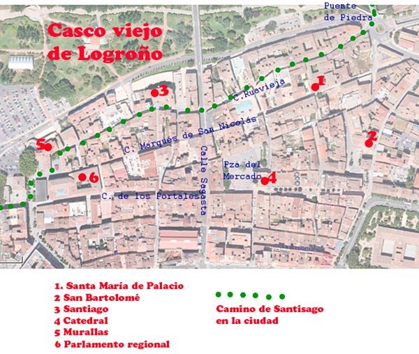 Mapa del Casco Viejo de Logroño.