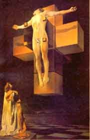 Esta crucifixión (1954, Nueva York, Metropolitan Museum) es uno de los más bellos cuadros religiosos de Salvador Dalí.