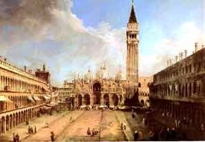 Plaza de San Marcos de Venecia(Colección Thyssen-Bornemisza), uno de los temas preferidos de Canaletto.