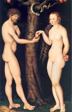 Adán y Eva, de Lucas Cranach.