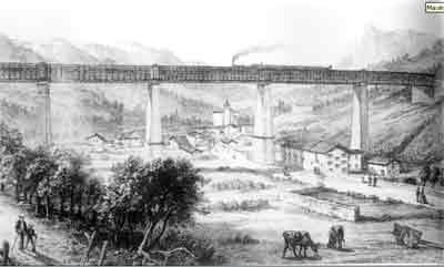 Un grabado del puente, en 1870