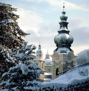 Nieve en Salzburgo, una de las bellas ciudades de Austria.