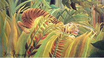 "Tigre en una tormenta tropical (¡sorprendido!). 1891. Detalle.