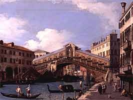Antonio Canal, Canaletto: El puente de Rialto desde el sur. Colección particular.