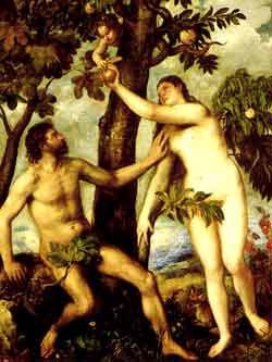 Tiziano: Adán y Eva, en el Museo del Prado.