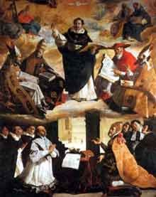 La colección de cuadros de Zurbarán es magnífica. Apoteosis de Santo Tomás. guiarte.com