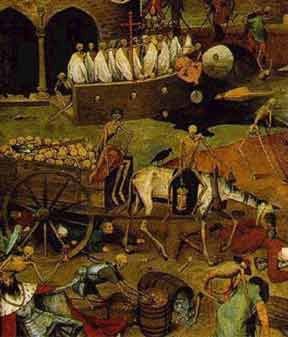 Detalle de El triunfo de la Muerte, de Brueguel, un magnífico cuadro de El Prado, propicio para la reflexión sobre los temas bélicos.