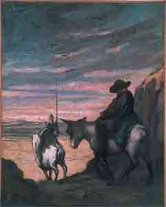 HONORÉ DAUMIER. Don Quijote y Sancho Panza c. 1866-1968. Óleo sobre tela.Hammer Museum, Los Ángeles, California
