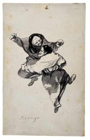 Regozijo. Francisco de Goya. Pincel y aguada, tinta gris y negra; sanguina