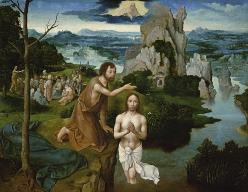 Paisaje con el bautismo de Cristo. Joachim Patinir. Viena, Kunsthistorisches Museum