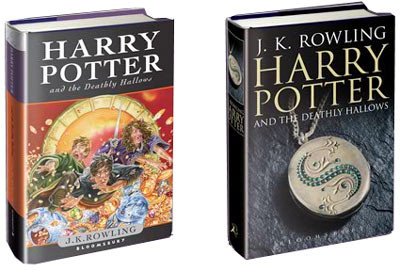 Portada de las dos versiones del último libro de Harry Potter