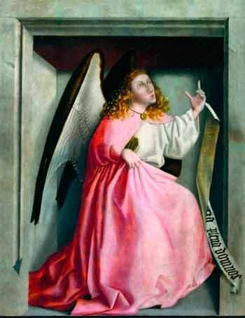 Angel de la Anunciación, Konrad Witz. Imagen del Kunstmuseum de Basilea.