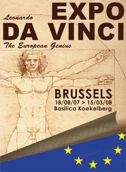 Cartel de la exposición de Leonardo da Vinci en Bruselas.