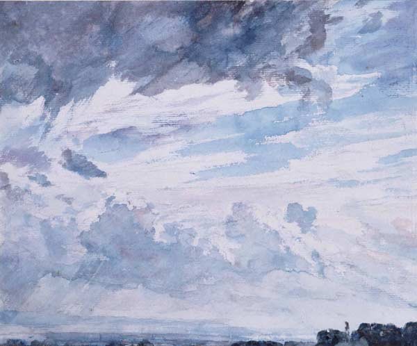 Constable. Estudio de nubes sobre un paisaje amplio.
