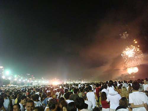 Durante los fuegos artificales en Copacabana, nochevieja de 2007 para 2008