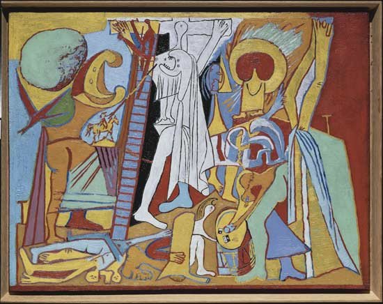 La crucifixión. 1930. Óleo sobre contrachapado. Succesion Picasso. Musée national Picasso, París. Photo RMN / René-Gabriel Ojéda