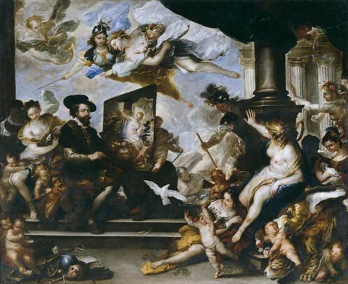 Rubens pintando la alegoría de la paz. Luca Giordano. Museo Nacional del Prado
