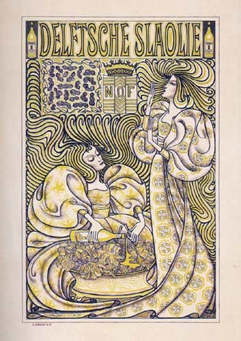 Jan Toorop, Delftsche Slaolie (Aceite para ensalada de Delft), cartel, 1895
