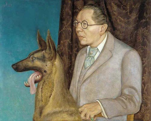 Otto Dix: Hugo Erfurth con perro. 1926. Óleo sobre tabla. Museo Thyssen Bornemisza. Madrid.
