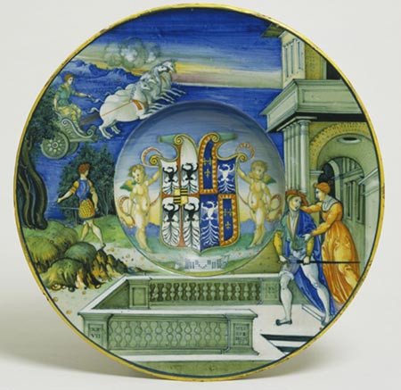 Bowl with the Arms of Gonzaga impaling Este. Nicola da Urbino