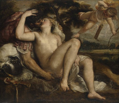 Tiziano. Marte, Venus y Cupido. Kunsthistorisches Museum Viena.