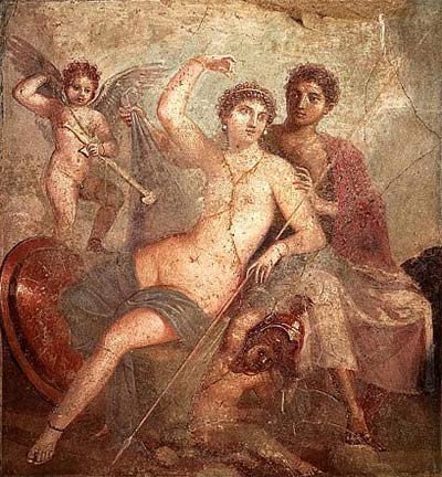Marte y Venus, en una pintura de Pompeya
