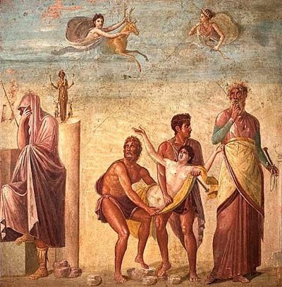 Sacrificio de Ifigenia. Pompeya, Casa del Poeta Tragico