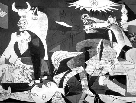 Fragmento de la obra de Picasso en la que se pueden ver varias similitudes.