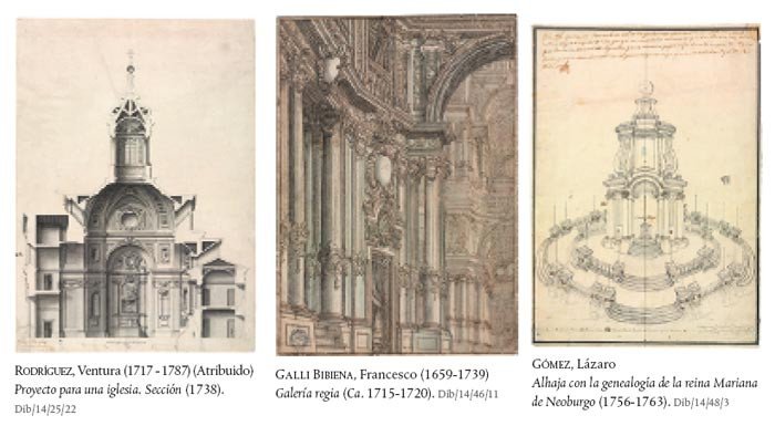 Dibujos de arquitectura y ornamentación del siglo XVIII