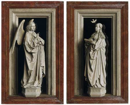 Díptico de la Anunciación, c. 1435-1440. Óleo sobre tabla. Tabla izquierda (El árcangel san Gabriel); tabla derecha (La Virgen María). Madrid, Museo Thyssen-Bornemisza