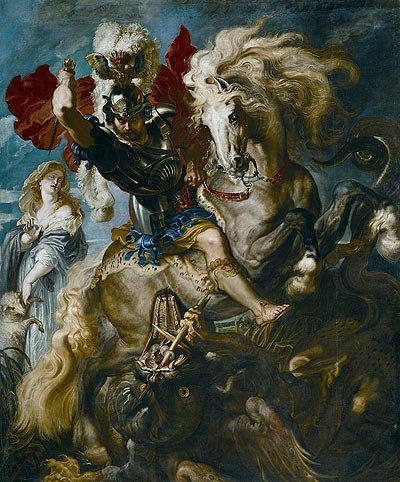 Lucha de san Jorge y el dragón. Pedro Pablo Rubens