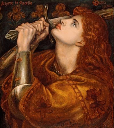 De Dante Gabriel Rosetti: Juana de Arco. 1882, en la muestra Heroínas. Ritzwilliam Museum Cambridge