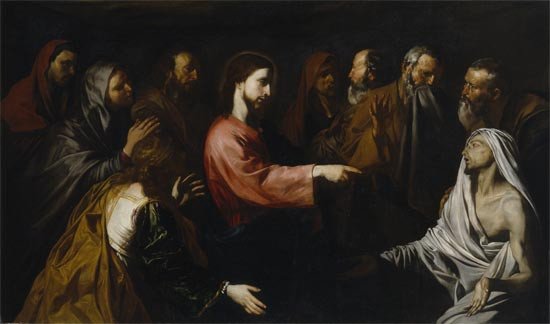 La resurrección de Lázaro. José de Ribera. Óleo sobre lienzo.