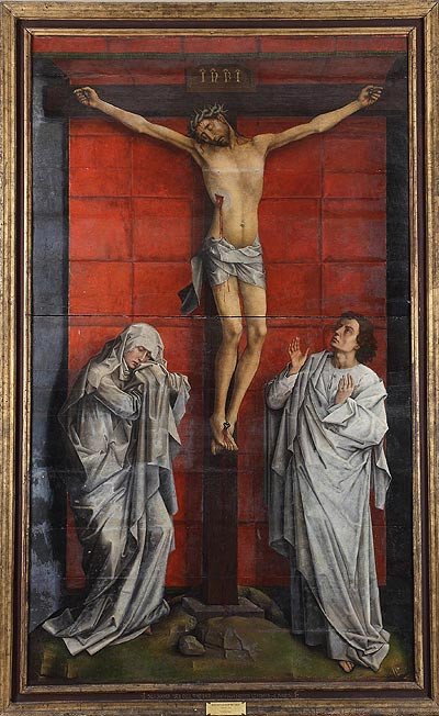 El Calvario  Rogier van der Weyden  Óleo sobre tabla. Patrimonio Nacional, Real Monasterio de San Lorenzo del Escorial
