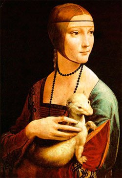 La dama del Armiño. Leonardo da Vinci, 1490. Óleo y temple sobre madera de nogal. Fundación Príncipes de Czartoryski. Cracovia