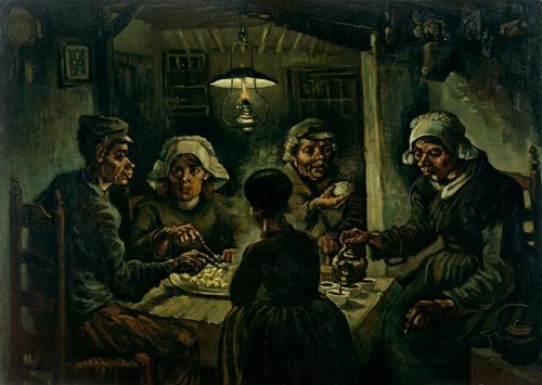 Los comedores de patatas, del valn Gogh realista(1885). Imagen del Museo Van Gogh de Ámsterdam.