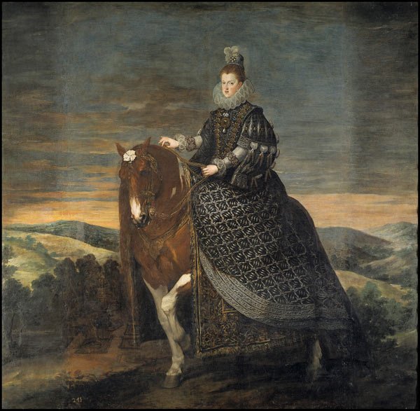 La reina Margarita de Austria a caballo (antes de la restauración)