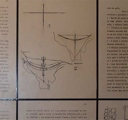 Una hoja de la copia del Plano Piloto de Brasilia que se expone en el Espaço Lúcio Costa, localizado en la Plaza de los Tres Poderes.