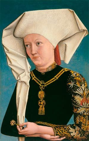 Anónimo aleman, hacia 1490. Dama con collar de la orden del Cisne. En el Thyssen Bornemisza. Fotografia José Lorén