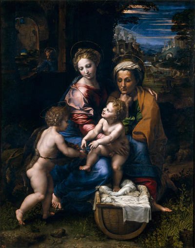 Sagrada Familia, o la Perla. Rafael; Romano, Giulio. Hacia 1518